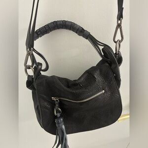 Luana Black Leather Tote Shoulder Bag